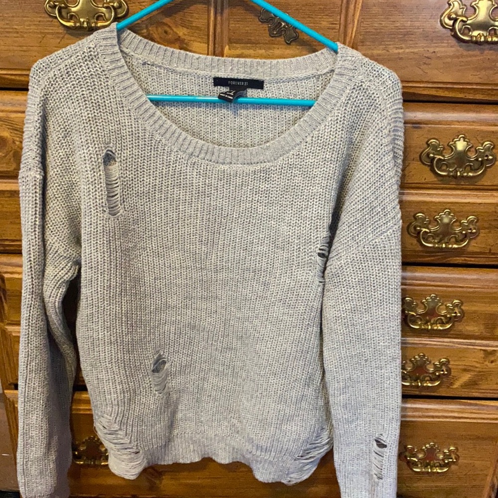 Grey distressed sweater
